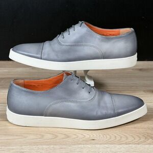 Santoni Behemoth Shoes Mens 12 Gray White Leather Cap Toe Casual Preppy Italy